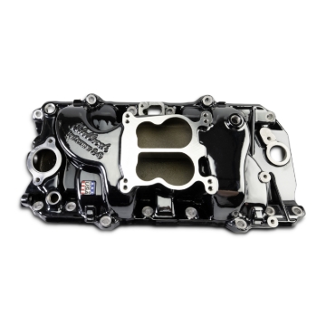 Picture of Performer 2-O Manifold for 1965-90 B/B Chevy Oval Port Heads, Black Plasma