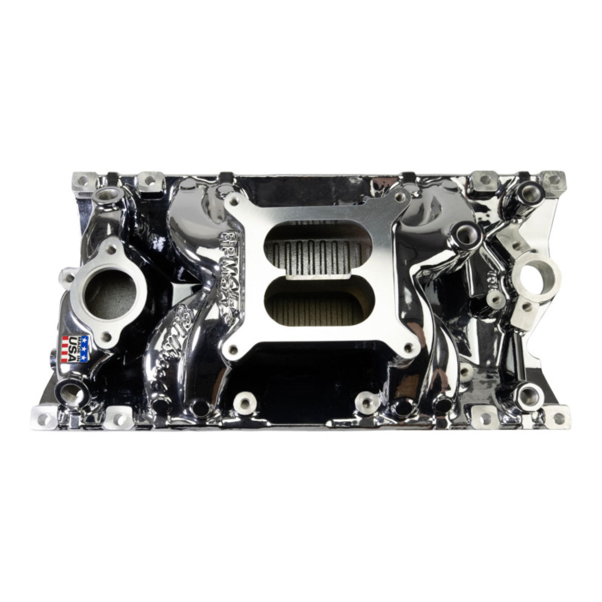 Picture of Edelbrock RPM Air-Gap Manifold for Small-Block Chevy Vortec, Chrome Plasma