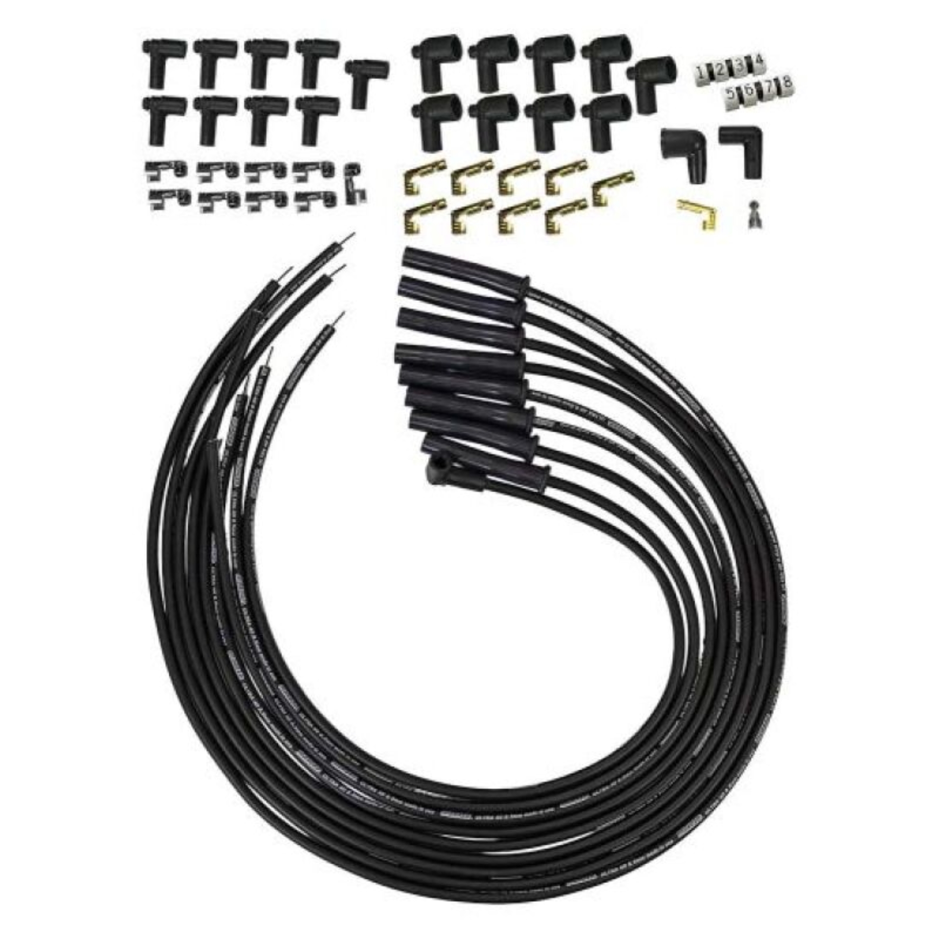 Picture of Moroso Universal HEI/Non-HEI Style Caps Ultra 40 8mm Multi-Angle Boot Spark Plug Wire Set - Black