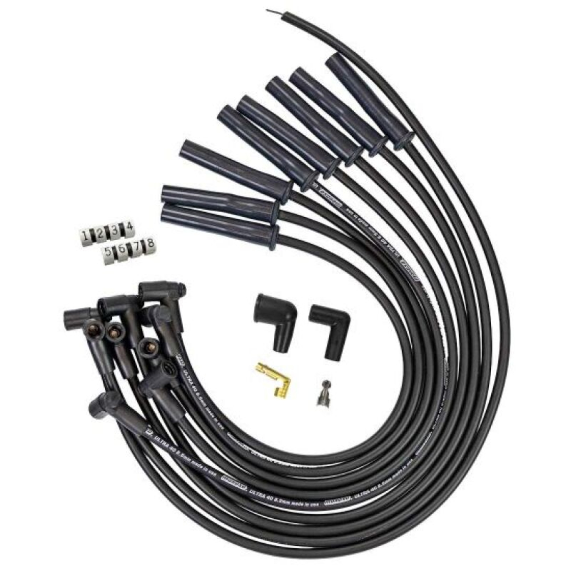 Picture of Moroso Ford 351C HEI-Style Cap Ultra 40 8.5mm Multi-Angle Boot Ignition Spark Plug Wire Set -Black