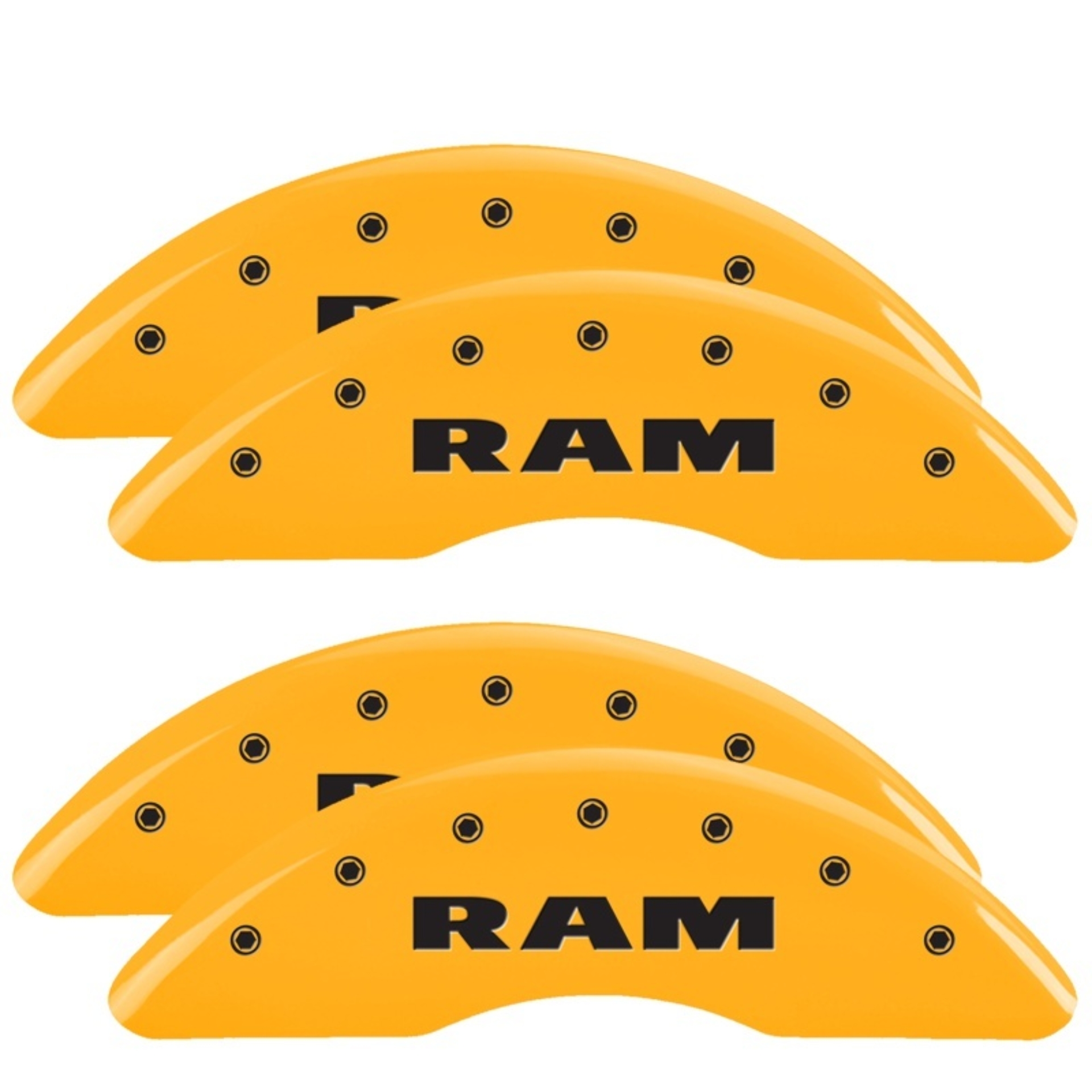 Picture of MGP 19-25 Ram 3500 4 Caliper Covers Engraved Front & Rear - Yellow w/ RAM