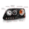 Picture of ANZO 1997.5-2003 Ford F-150 Projector Headlights w/ Halo and LED Black 1pc