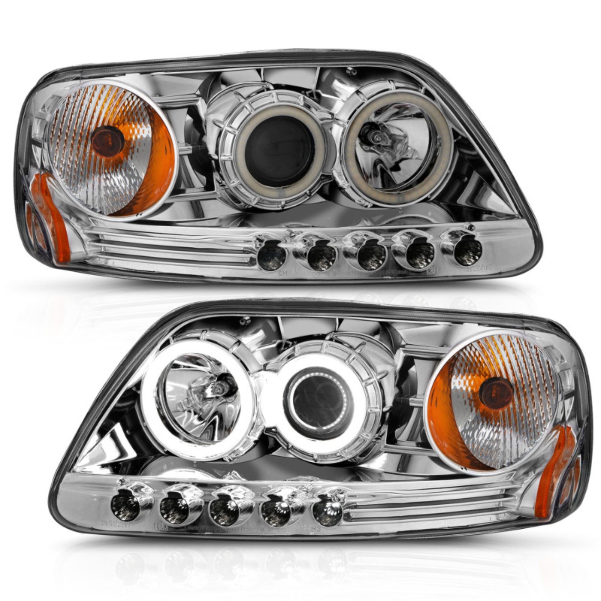 Picture of ANZO 1997.5-2003 Ford F-150 Projector Headlights w/ Halo Chrome 1pc