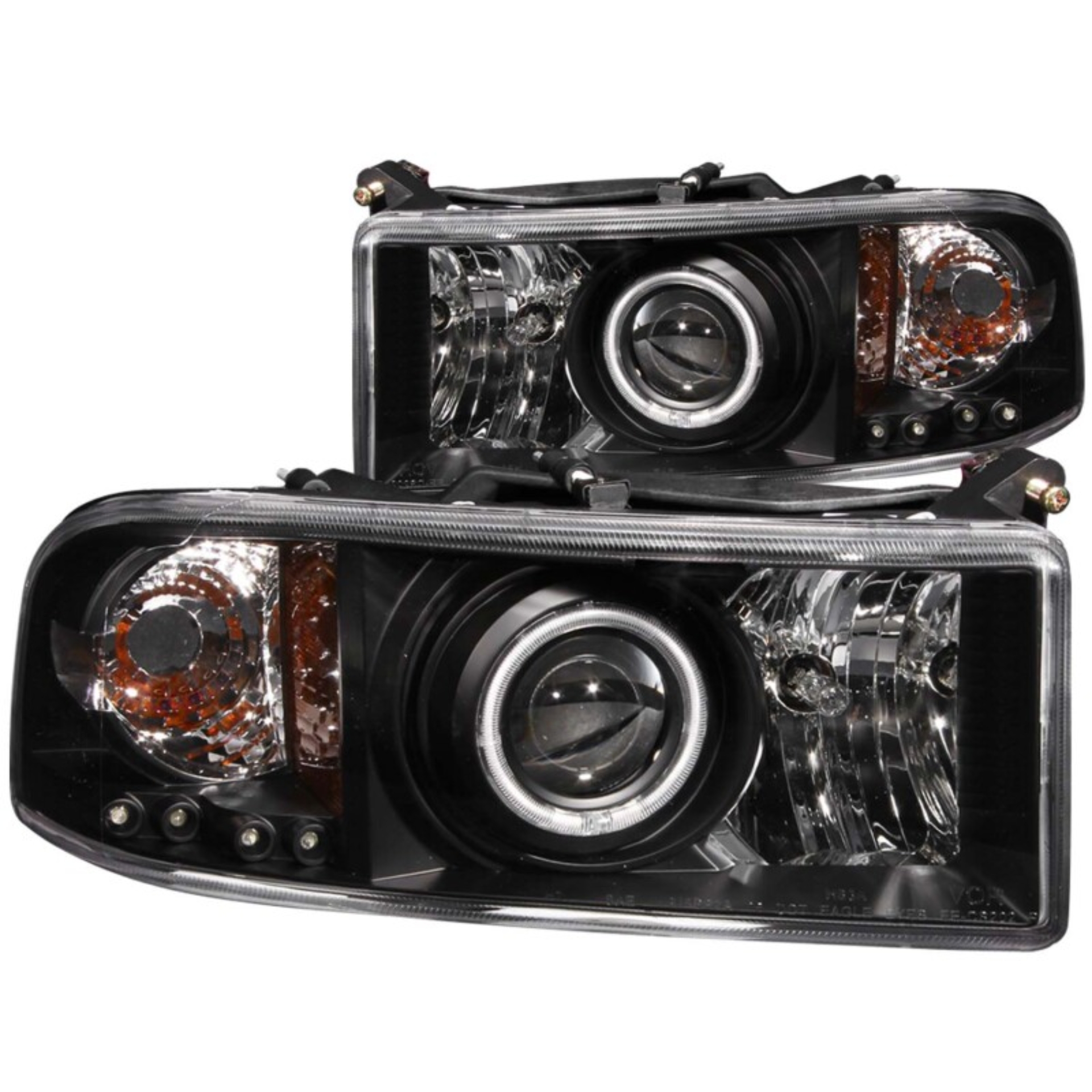 Picture of ANZO 1994-2001 Dodge Ram Projector Headlights w/ Halo Black