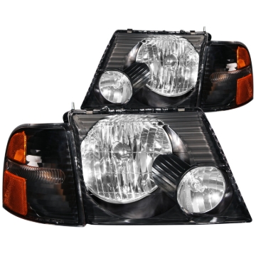 Picture of ANZO 2002-2005 Ford Explorer Crystal Headlights Black w/ Corner Lights 2pc