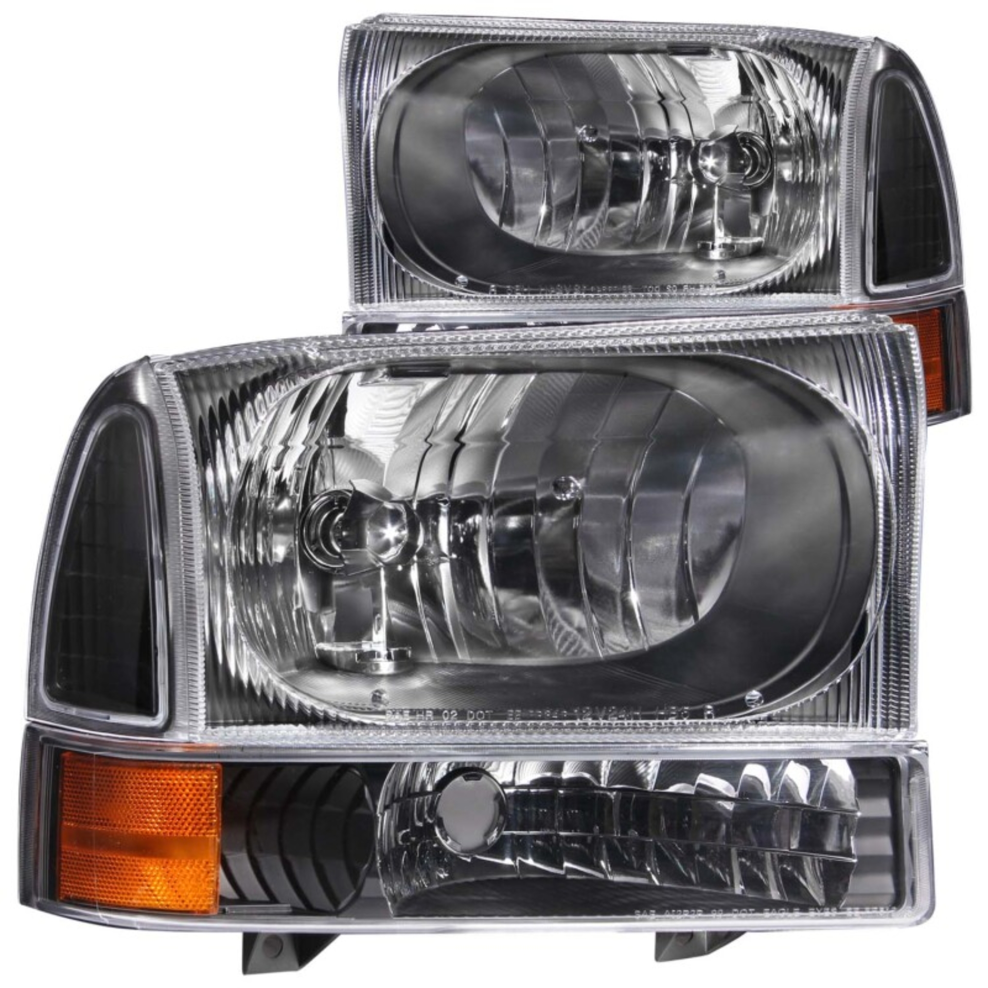 Picture of ANZO 2000-2004 Ford Excursion Crystal Headlights Black