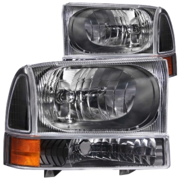 Picture of ANZO 2000-2004 Ford Excursion Crystal Headlights Black