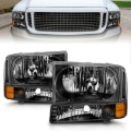 Picture of ANZO 2000-2004 Ford Excursion Crystal Headlights Black