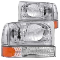 Picture of ANZO 2000-2004 Ford Excursion Crystal Headlights Chrome w/ Corner Lights 2pc