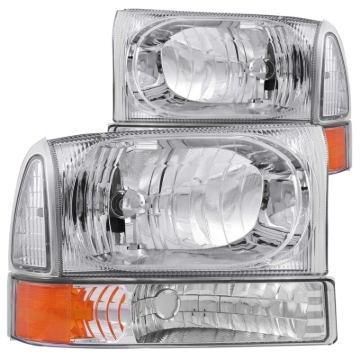 Picture of ANZO 2000-2004 Ford Excursion Crystal Headlights Chrome w/ Corner Lights 2pc