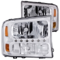 Picture of ANZO 2000-2004 Ford Excursion Crystal Headlights Chrome w/ LED 1pc