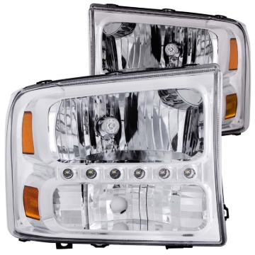 Picture of ANZO 2000-2004 Ford Excursion Crystal Headlights Chrome w/ LED 1pc