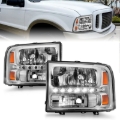 Picture of ANZO 2000-2004 Ford Excursion Crystal Headlights Chrome w/ LED 1pc