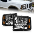 Picture of ANZO 2000-2004 Ford Excursion Crystal Headlights Black w/ LED 1pc
