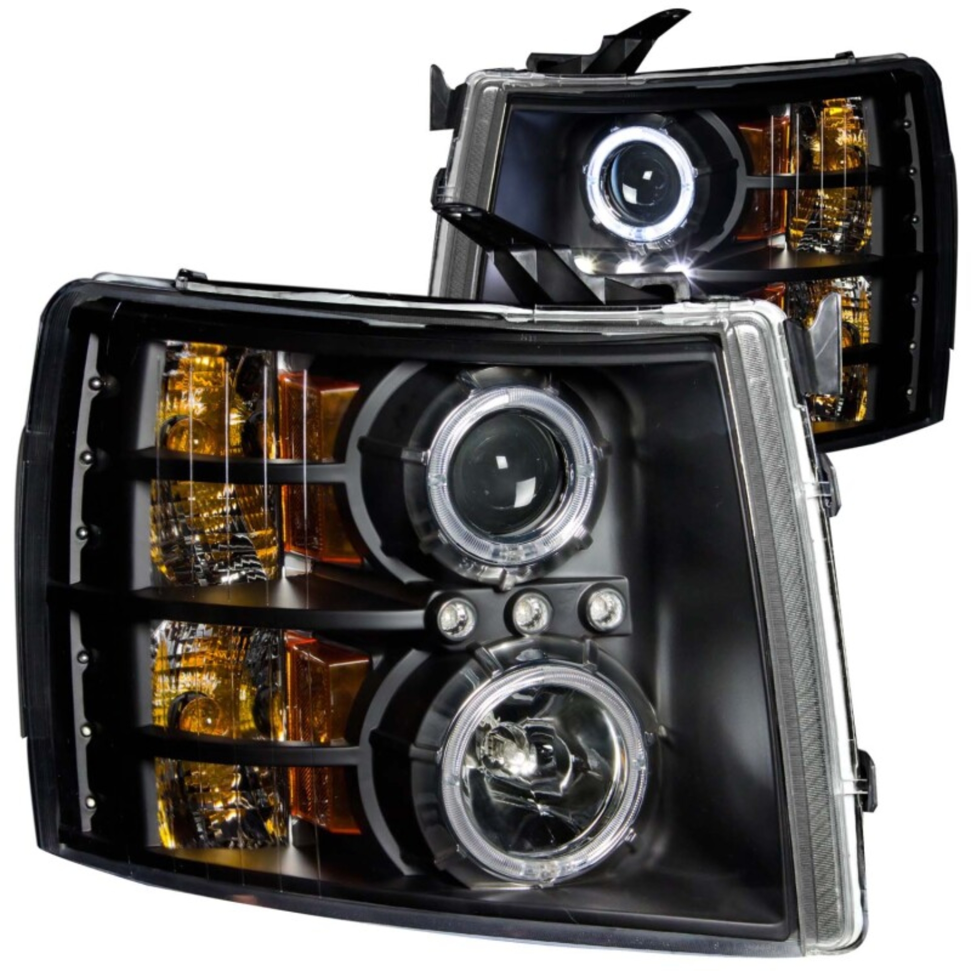 Picture of ANZO 2007-2013 Chevrolet Silverado 1500 Projector Headlights w/ Halo Black