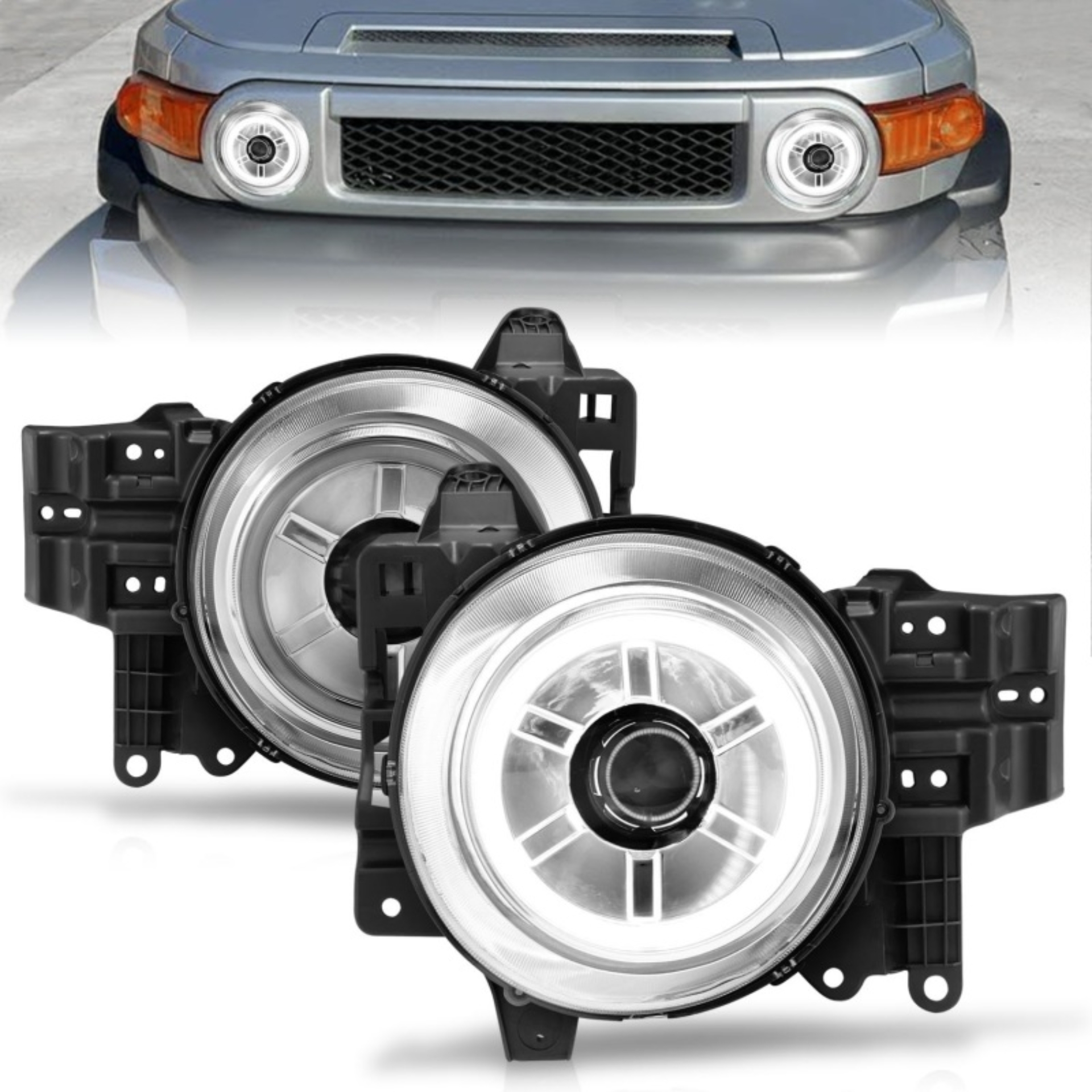 Picture of ANZO 2007-2013 Toyota Fj Cruiser Projector Headlights w/ Halo Chrome