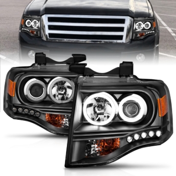 Picture of ANZO 2007-2014 Ford Expedition Projector Headlights w/ Halo Black