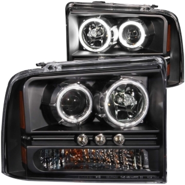 Picture of ANZO 2005-2007 Ford Excursion Projector Headlights w/ Halo Black w/ LED Strip (CCFL) 1pc