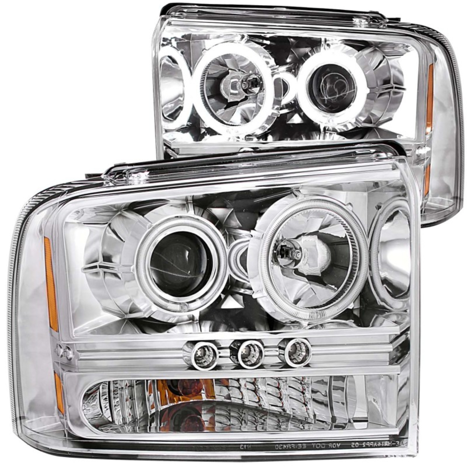 Picture of ANZO 2005-2007 Ford Excursion Projector Headlights w/ Halo Chrome w/ LED Strip (CCFL) 1pc