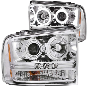 Picture of ANZO 2005-2007 Ford Excursion Projector Headlights w/ Halo Chrome w/ LED Strip (CCFL) 1pc