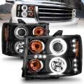 Picture of ANZO 2007-2013 GMC Sierra 1500 Projector Headlights w/ Halo Black