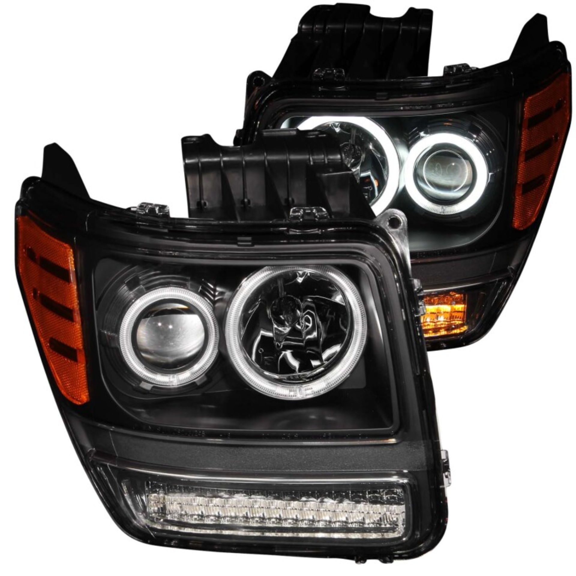 Picture of ANZO 2007-2012 Dodge Nitro Projector Headlights w/ Halo Black (CCFL) G2