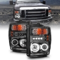 Picture of ANZO 2008-2010 Ford F-250 Projector Headlights w/ Halo Black (CCFL)