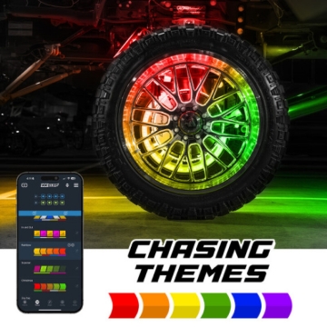 Picture of XKGlow XKmax 15in LED Ultra 3-Row Wheel Ring Light Kit w/RGBW Color Chasing App Control