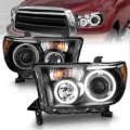 Picture of ANZO 2007-2013 Toyota Tundra Projector Headlights w/ Halo Black (CCFL)