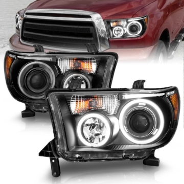 Picture of ANZO 2007-2013 Toyota Tundra Projector Headlights w/ Halo Black (CCFL)