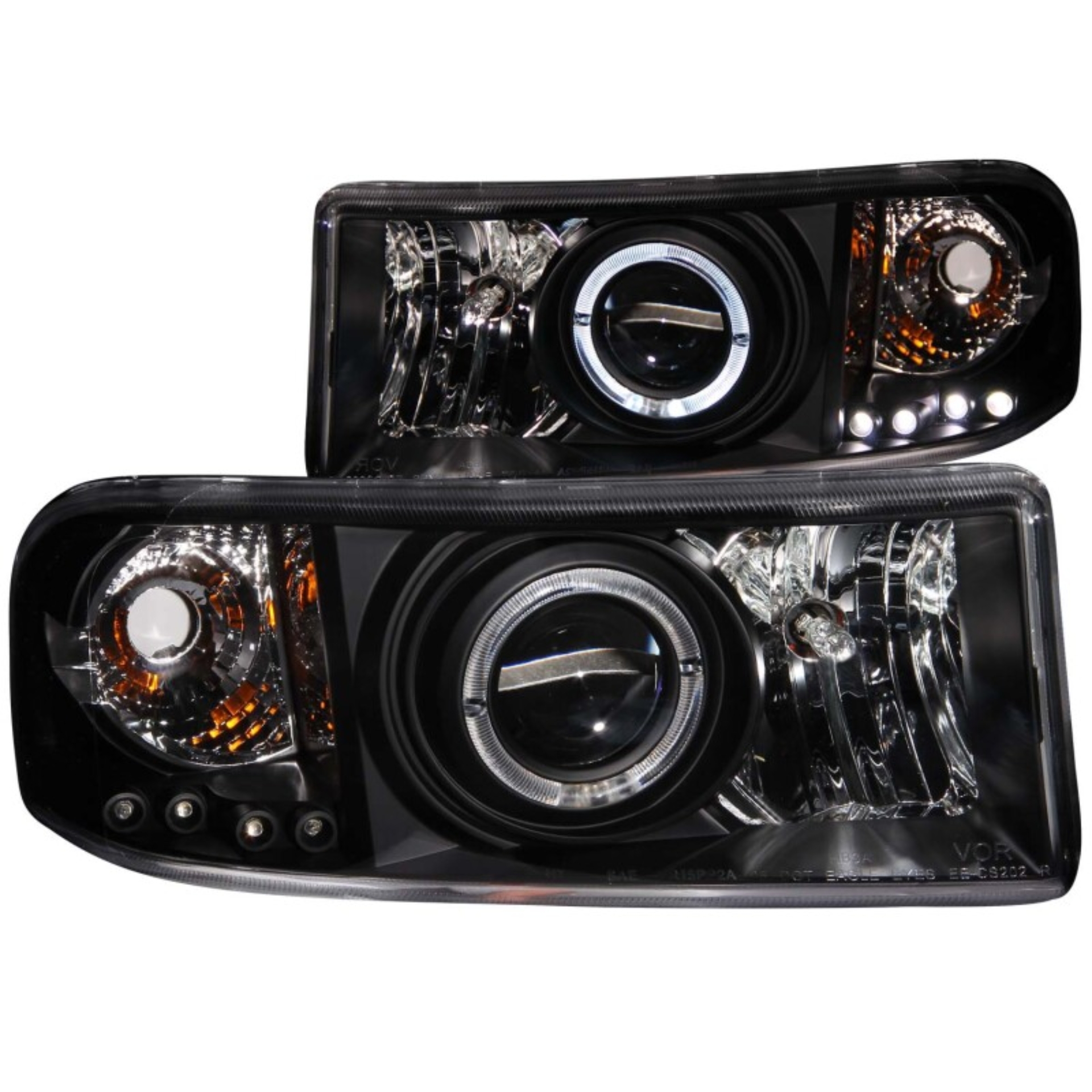 Picture of ANZO 1994-2001 Dodge Ram Projector Headlights w/ Halo Black