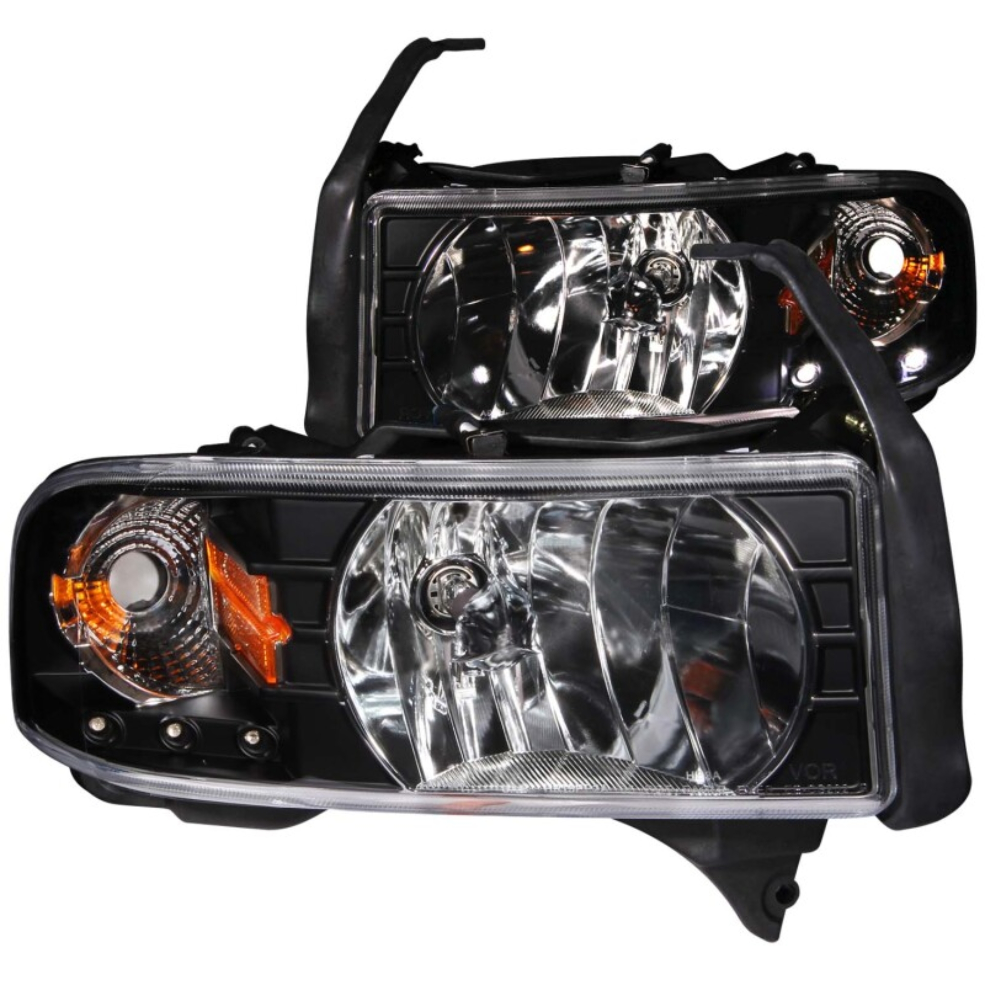 Picture of ANZO 1994-2001 Dodge Ram Crystal Headlights Black w/ LED