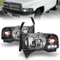 Picture of ANZO 1994-2001 Dodge Ram Crystal Headlights Black w/ LED