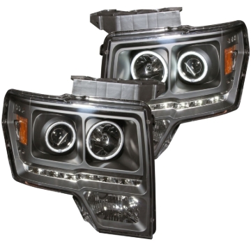 Picture of ANZO 2009-2014 Ford F-150 Projector Headlights w/ Halo Black (CCFL) G2