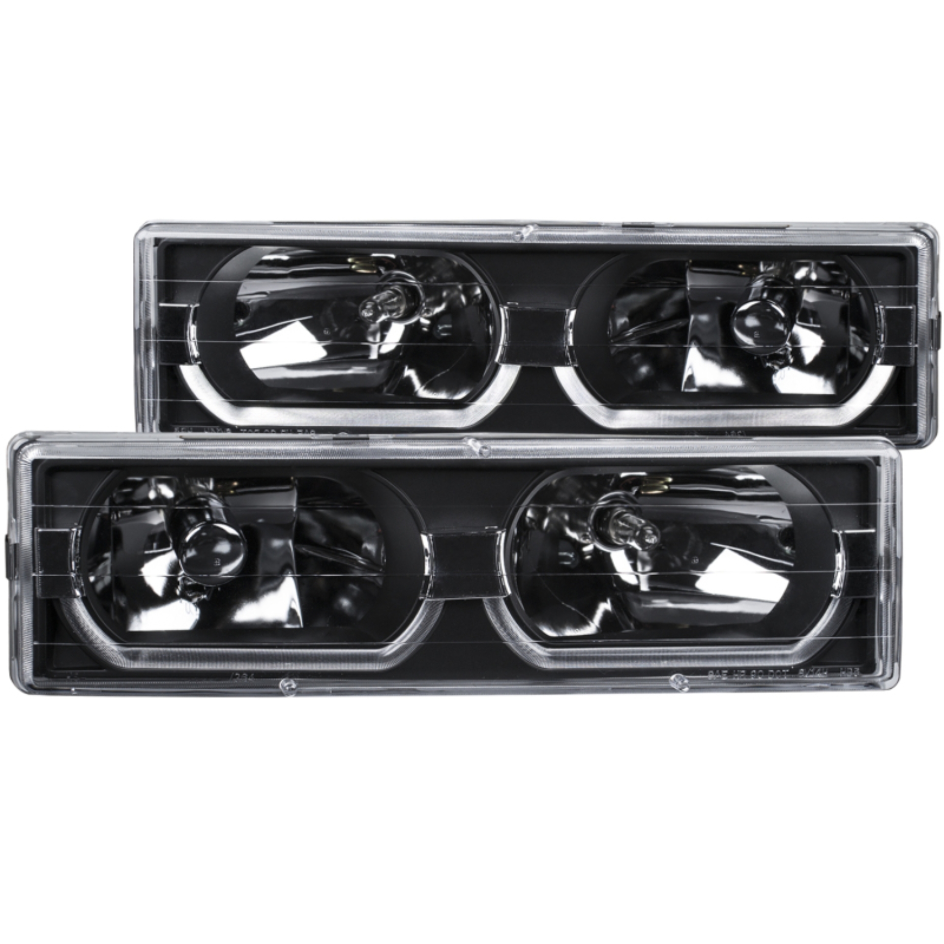 Picture of ANZO 1988-1998 Chevrolet C1500 Crystal Headlights Black w/ Low - Brow