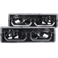 Picture of ANZO 1988-1998 Chevrolet C1500 Crystal Headlights Black w/ Low - Brow