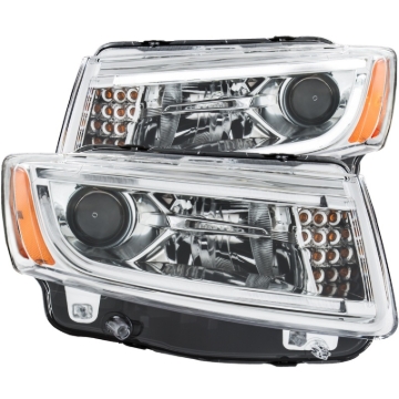 Picture of ANZO 2014-2015 Jeep Grand Cherokee Projector Headlights w/ Plank Style Design Chrome