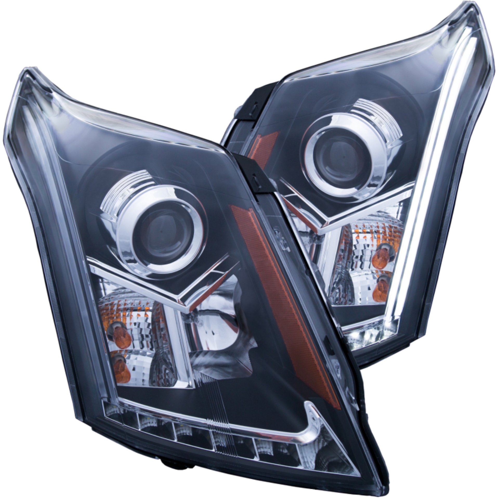 Picture of ANZO 2010-2015 Cadillac SRX Projector Headlights w/ Plank Style Design Black