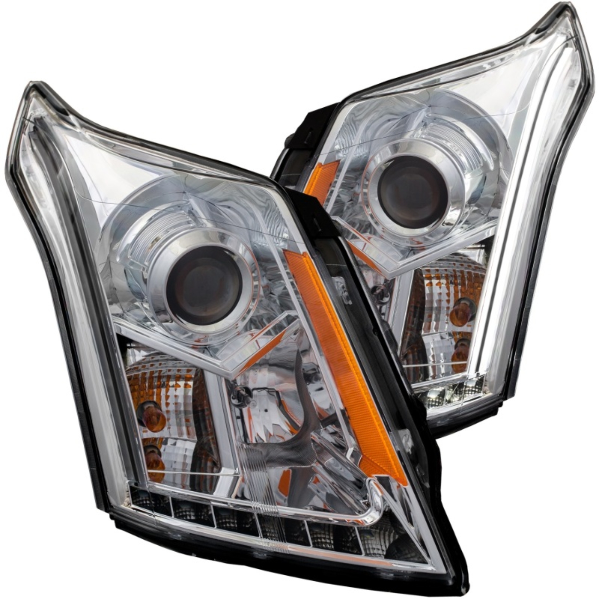Picture of ANZO 2010-2015 Cadillac SRX Projector Headlights w/ Plank Style Design Chrome