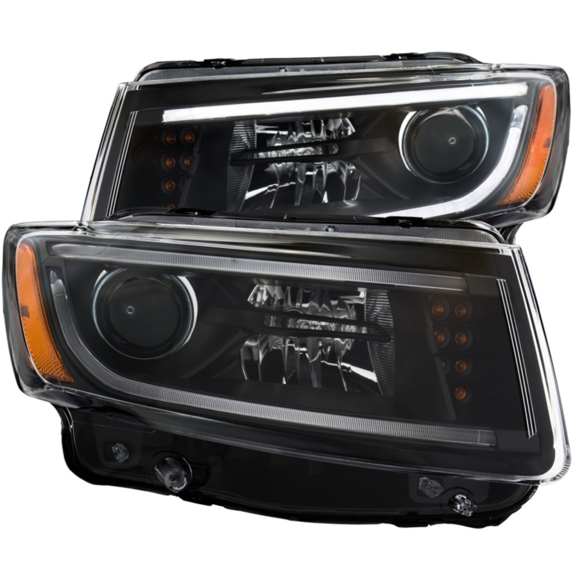 Picture of ANZO 2014-2015 Jeep Grand Cherokee Projector Headlights w/ Plank Style Design Black
