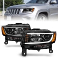 Picture of ANZO 2014-2015 Jeep Grand Cherokee Projector Headlights w/ Plank Style Design Black