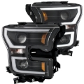 Picture of ANZO 2015-2016 Ford F-150 Projector Headlights w/ Plank Style Design Black w/ Amber