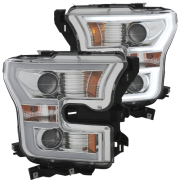 Picture of ANZO 2015-2016 Ford F-150 Projector Headlights w/ Plank Style Design Chrome w/ Amber