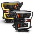 Picture of ANZO 2015-2017 Ford F-150 Projector Headlights w/ Plank Style Switchback Black w/ Amber