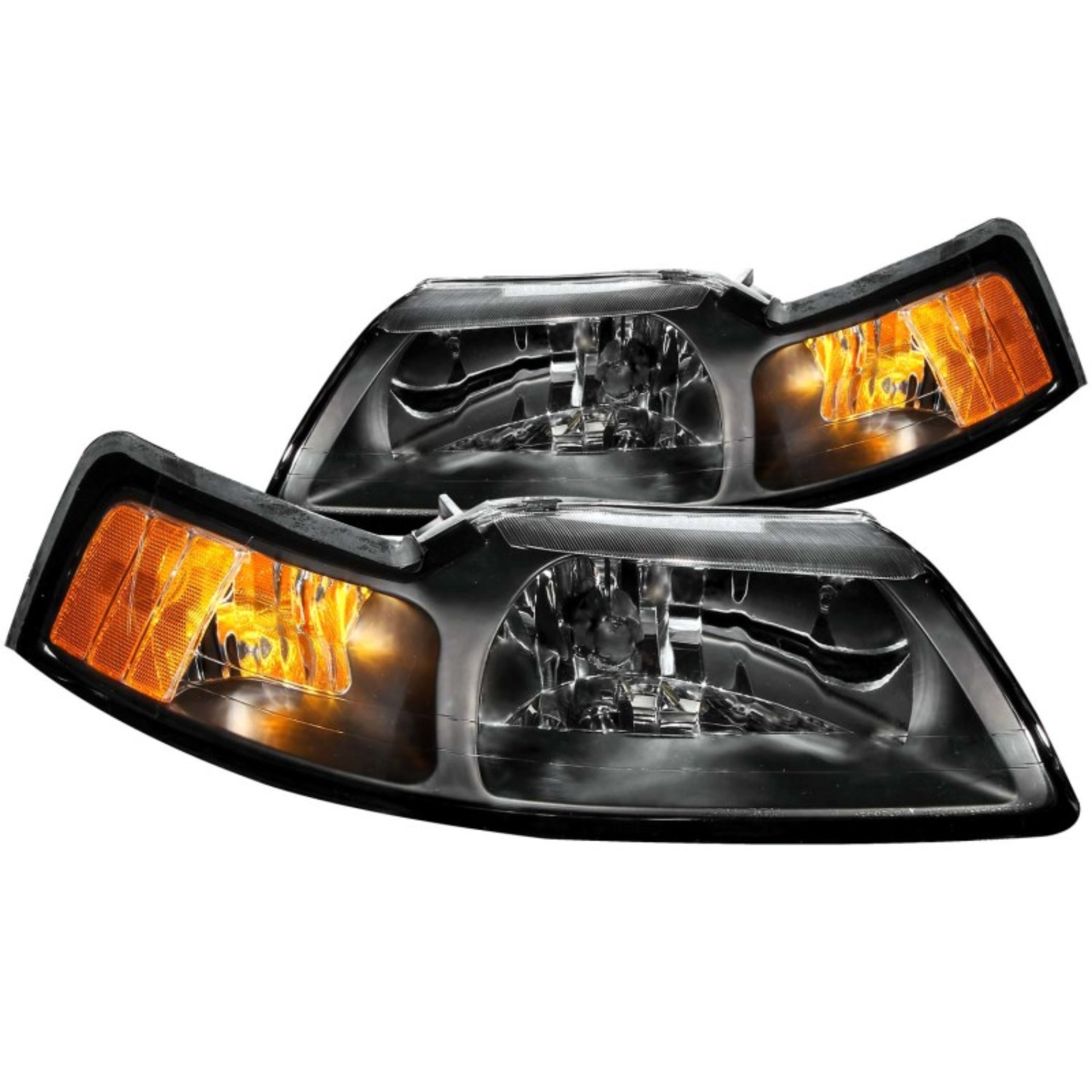 Picture of ANZO 1999-2004 Ford Mustang Crystal Headlights Black