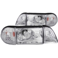 Picture of ANZO 1987-1993 Ford Mustang Crystal Headlights Chrome w/ Corner Lights 2pc