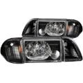 Picture of ANZO 1987-1993 Ford Mustang Crystal Headlights Black w/ Corner Lights 3pc