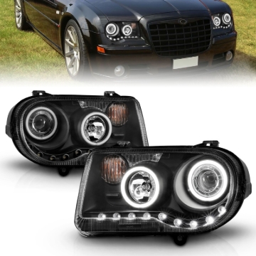 Picture of ANZO 2005-2010 Chrysler 300C Projector Headlights w/ Halo Black (CCFL) G2