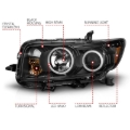 Picture of ANZO 2008-2010 Scion Xb Projector Headlights w/ Halo Black