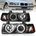 Picture of ANZO 1992-1998 BMW 3 Series E36 Projector Headlights w/ Halo Black G2 1 pc